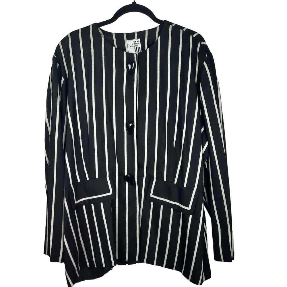 Vintage Cynthia Howie Striped Retro Blazer Jacket - Picture 2 of 12